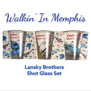NIB, HTF, Vintage Walkin In Memphis Shot Glass Set